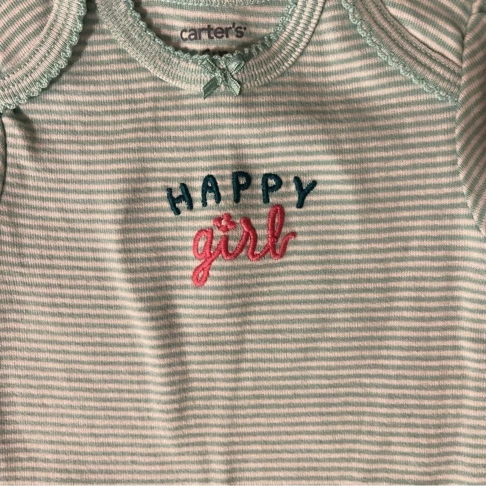 Carter’s | stripped Happy Girl Onesie | 12 mo